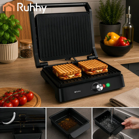 Ruhhy Сандвич мейкър за 2 тоста 2000W Черен
