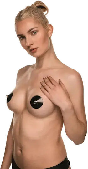 Guilty Pleasure Nipple Covers with Ring BDSM Accessories Black 2 Pieces