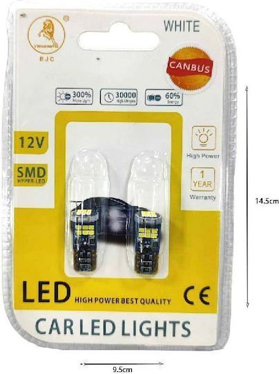 EJC Car Lamps T10 Canbus LED 12V 2 Pieces