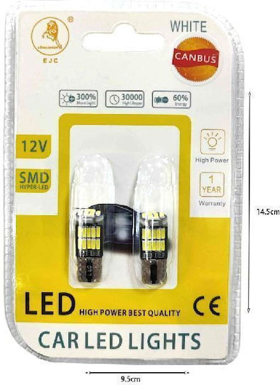 EJC Car Lamps T10 Canbus LED 12V 2 Pieces