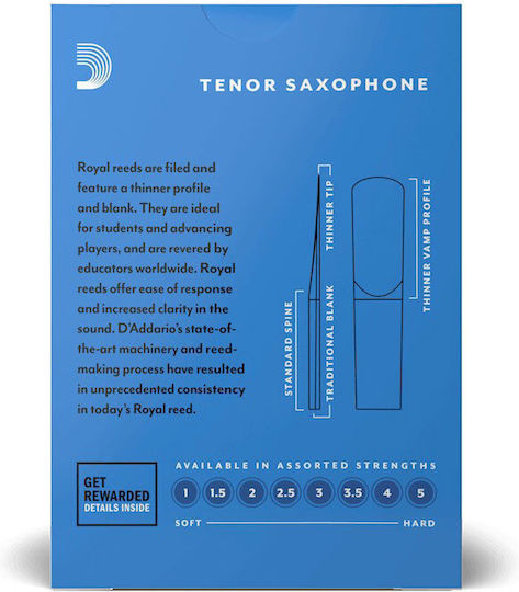 D'Addario Woodwinds Royal Tenorsaxophonblatt Nr. 2.5 1 Stk