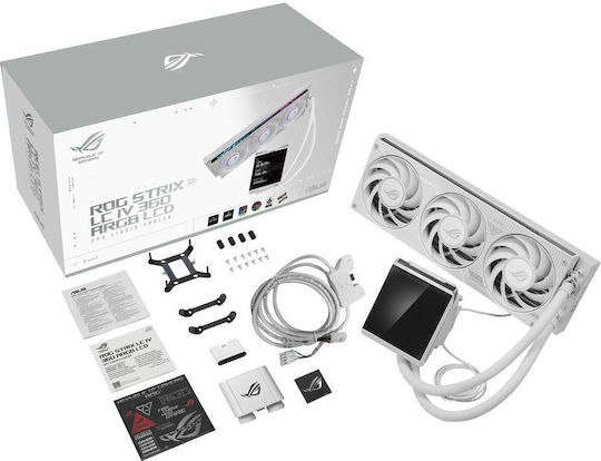 Asus ROG Strix LC IV 360 AIO CPU Liquid Cooling with 3 120mm Fans and ARGB Lighting White