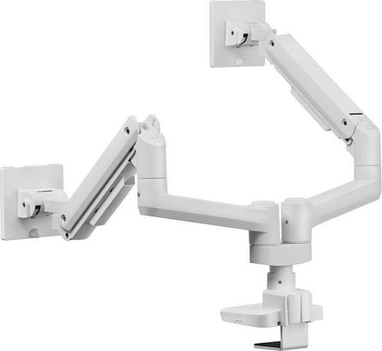 Equip TischHolder Βάση Γραφείου για 2 Οθόνες έως 49" με Βραχίονα Λευκή
