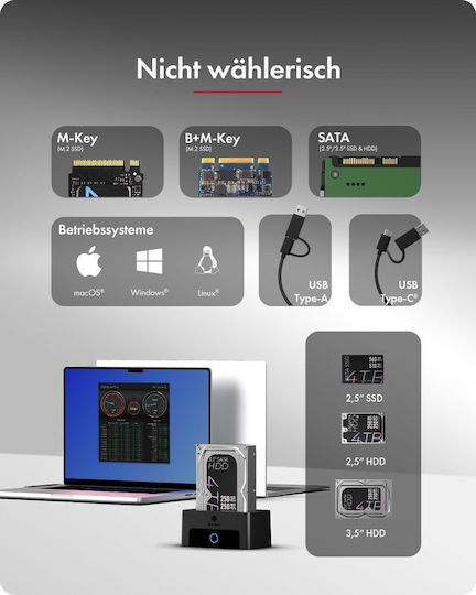 Icy Box Hard Drive Case for M.2 SATA III NVME with USB 3.2 Connection