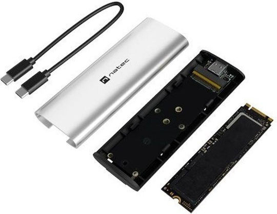 Natec Rhino Hard Drive Case for M.2 SATA III NVME with Type-C Connection in Silver Color