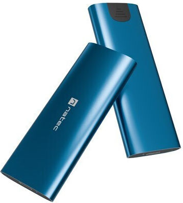 Natec Rhino Festplattengehäuse für M.2 SATA III NVME mit Type-C Konnektivität in Blauer Farbe