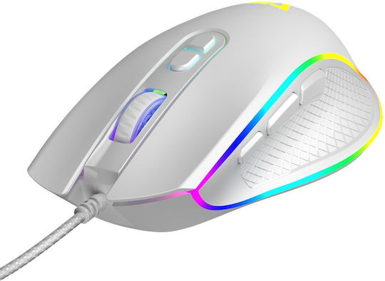 Modecom Mouse de gaming RGB 12800 DPI Alb