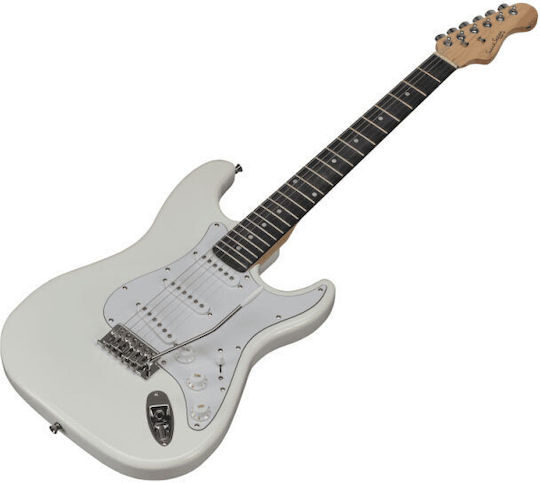 Soundsation Rider GP Set Electric Guitar Stratocaster with SSS Pickup Configuration Vintage White with Case