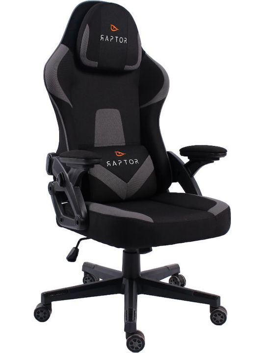 Raptor Fury Fabric Gaming Chair with Adjustable Arms Gray