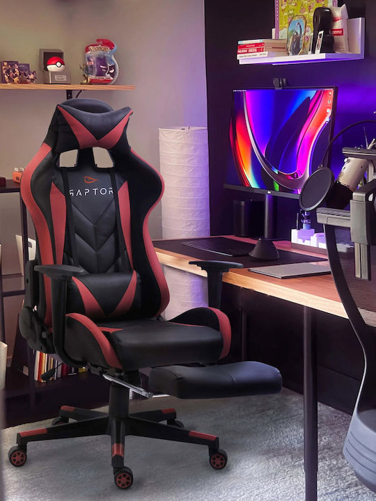 Raptor Stellar Καρέκλα Gaming Δερματίνης με Υποπόδιο Μαύρο/Κόκκινο
