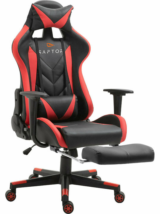 Raptor Stellar Καρέκλα Gaming Δερματίνης με Υποπόδιο Μαύρο/Κόκκινο