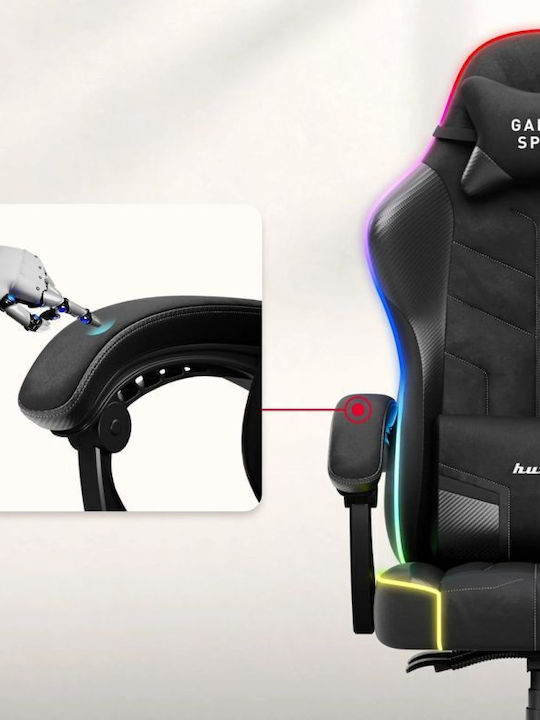 Huzaro Force 2.7 Текстилен Геймърски Стол с RGB Осветление Черен