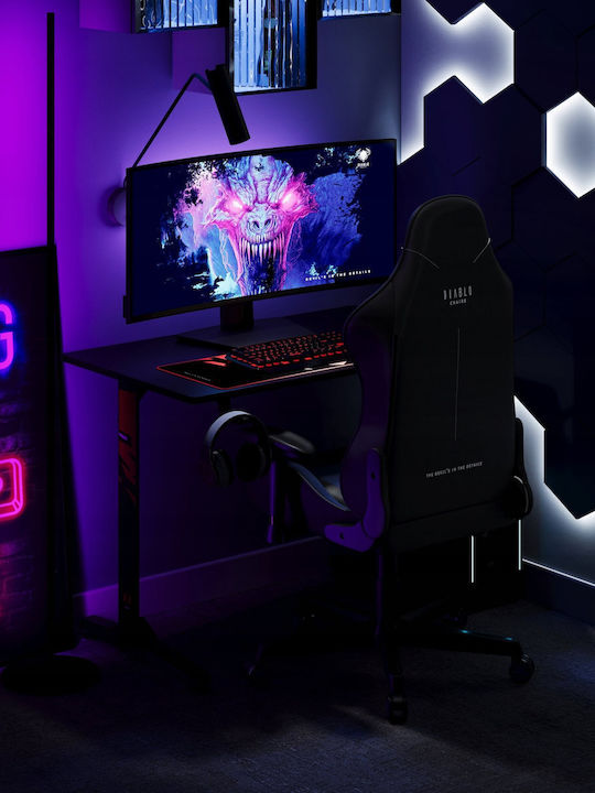 Diablo X-Starter Normal Size Artificial Leather Gaming Chair with Adjustable Arms Navy Blue