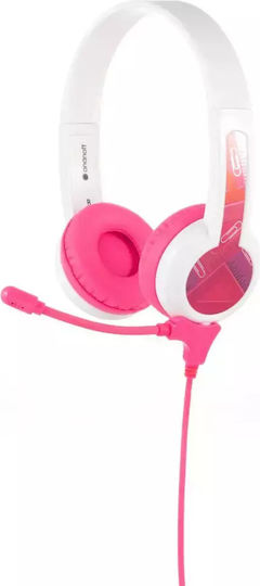 BuddyPhones StudyBuddy On Ear Multimedia Headphone with Microphone 3.5mm Jack Pink