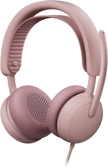 Logitech Zone Wired 2 On Ear Multimedia Headsets with Microphone and USB-A / USB-C Connection in Pink Colour