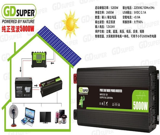 Invertoare Putere 4000W Unda Sinusoidală Pură cu Tensiunea De Intrare 12V Cu O Singură Fază