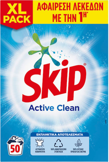 Skip Active Clean Powder Detergent for White Clothes 3.25lt 50 Measures