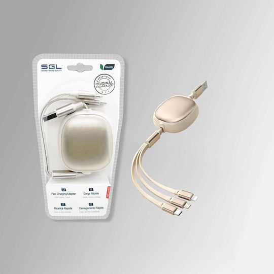 SGL USB to Lightning / Type-C / micro USB Cable 1.2m 220558
