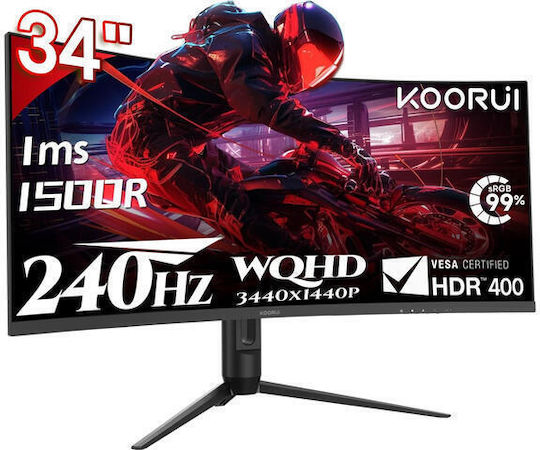Koorui G3441XC Ултраширок VA Извит Gaming Монитор 34" QHD 3440x1440 240Hz
