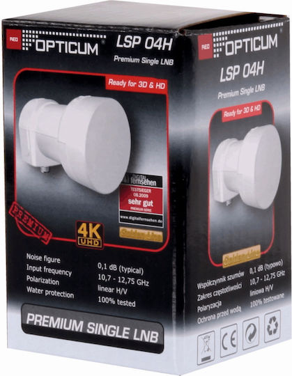 Opticum LSP 04H LNB Single (1 Εξόδου) με Χαμηλό Όριο Θορύβου 0.1dB