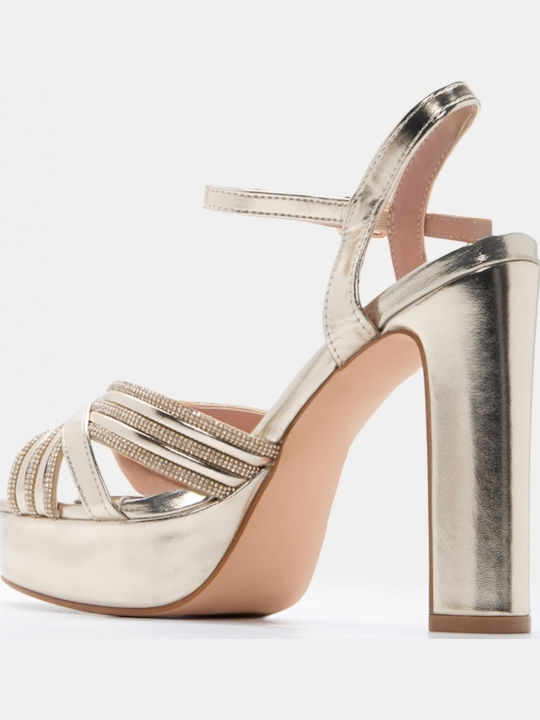Sandals with Strass Gold