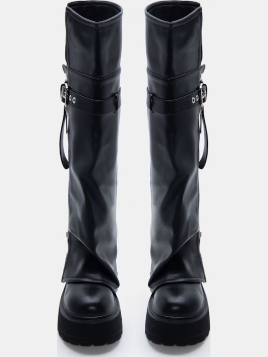 Suede Women's Boots with Medium Heel Black