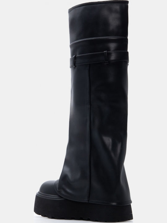 Suede Women's Boots with Medium Heel Black