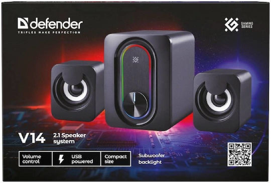 Defender V14 Ηχεία Υπολογιστή 2.1 με Bluetooth και Ισχύ 11W Μαύρα