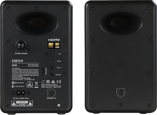 Edifier M90 Αυτοενισχυόμενα Ηχεία με Bluetooth 100W (Ζεύγος) Μαύρα