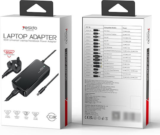 Yesido Universal Laptop Charger 65W 5A