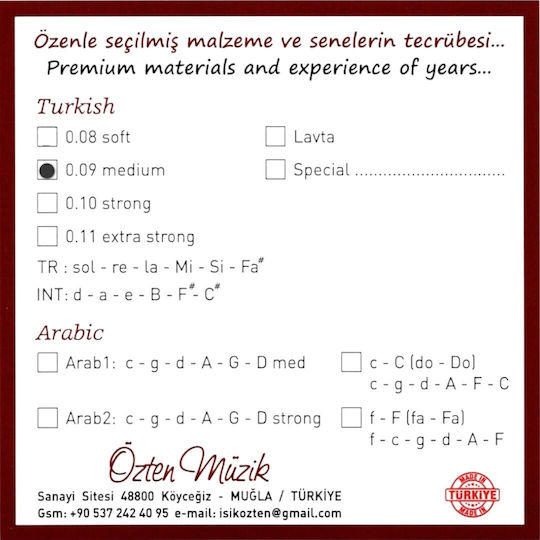 Kenan Özten Χορδές Ούτι Medium Tension