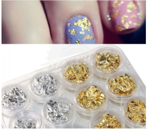 Aluminum Foil Nails Gold Silver Set of 12 Jars