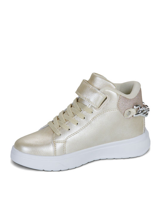 Kids Sneakers High with Hoop & Loop Closure Gold