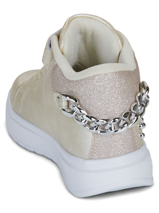 Kids Sneakers High with Hoop & Loop Closure Gold