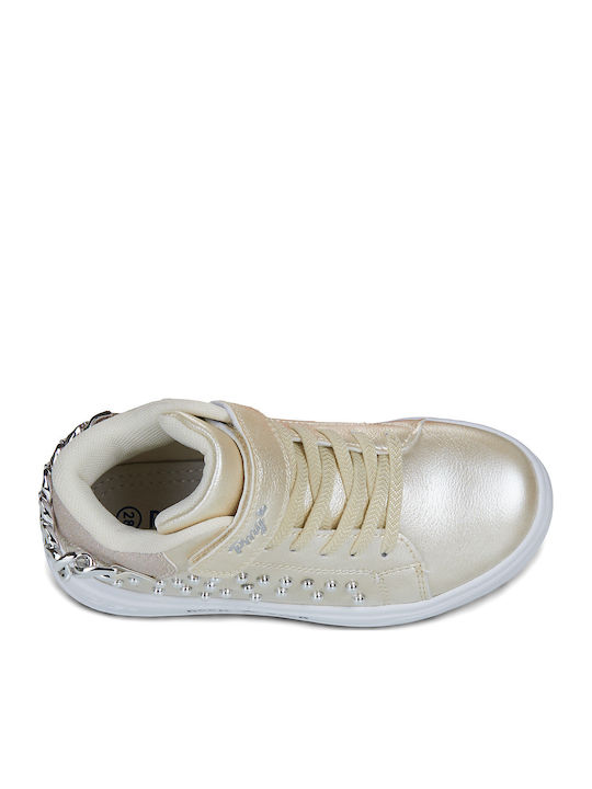 Kids Sneakers High with Hoop & Loop Closure Gold