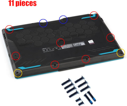 Screws Set Laptop Asus Tuf Gaming F15 Fx506 A15 Fa506 F17 Fx706 A17 Fa706 Kitvisfx506 Kitvisfa506 Kitvisfx706 Kitvisfa706 Bottom Case Screws 2.5 X 15mm & 2.5mm X 12mm & 2.5mm X 6mm 11pcs Code 1-bolt027