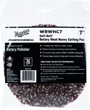 Meguiar's Soft Buff Rotary Heavy Cutting Wool Polishing Sponge 180mm