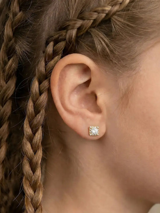 9K Gold Earrings with Stones