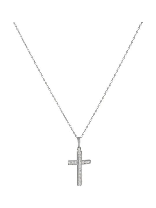 Damen Weißgold Kreuz 14K mit Kette