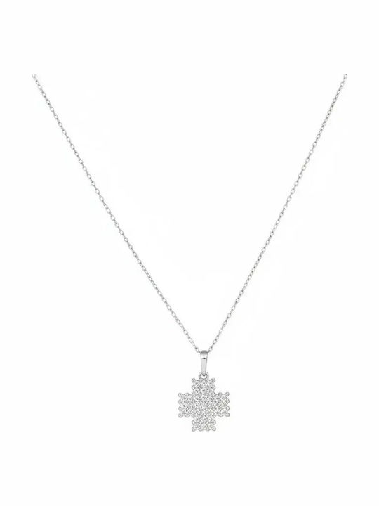 Damen Weißgold Kreuz 14K mit Kette