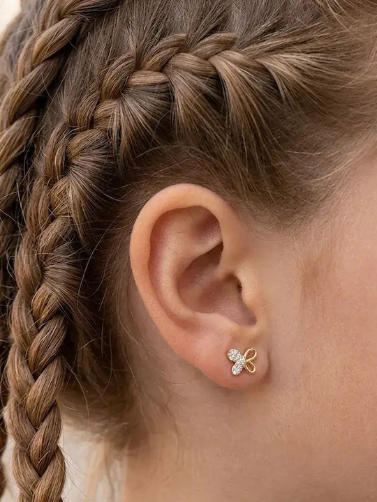 Детски Обици Studs Пеперуди от Злато 9К