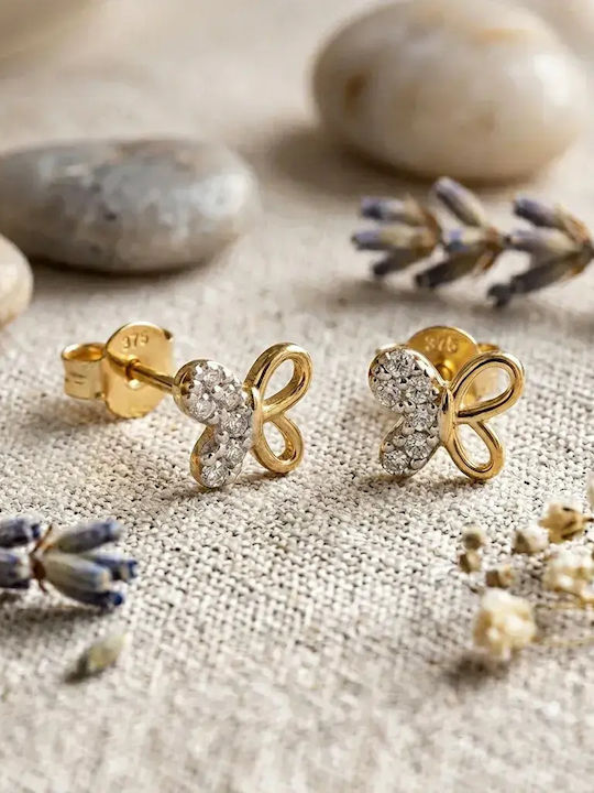 Детски Обици Studs Пеперуди от Злато 9К