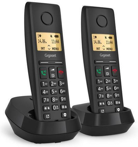 Gigaset Pure 200 Cordless Phone Duo with Greek Menu Black