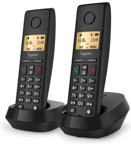 Gigaset Pure 200 Cordless Phone Duo with Greek Menu Black