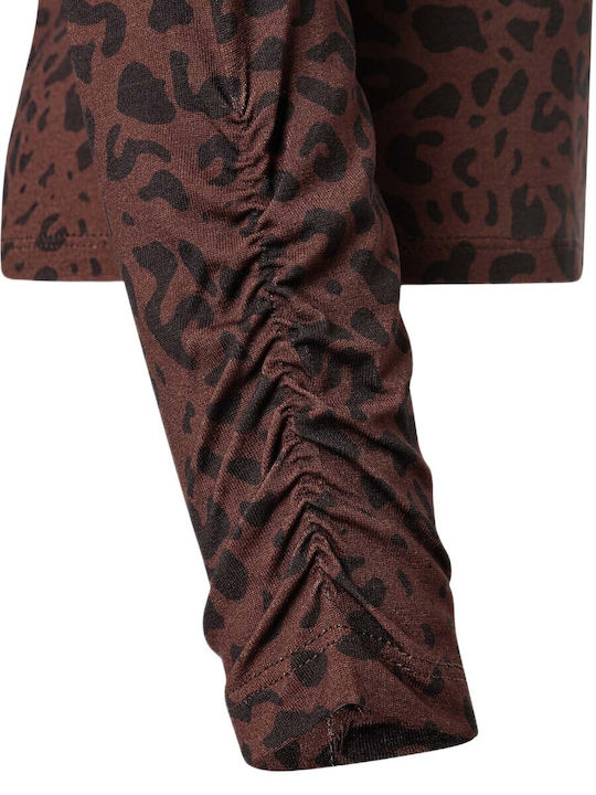 Women's Blouse Animal Print Brown