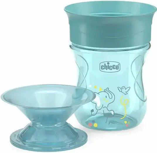 Chicco Pahar pentru Copii cu Mânere și Paie Perfect Cup din Plastic Verde 200ml pentru 12m+