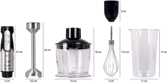 Eldom Hand Blender with Stainless Steel Rod 800W Black