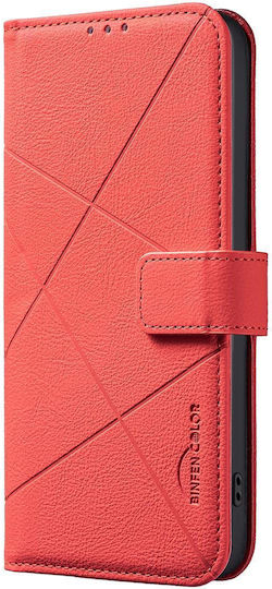 Binfen Color Xiaomi Redmi 15c 5g 4g Geometric Pattern Leather Wallet Red Mobile Phone Case