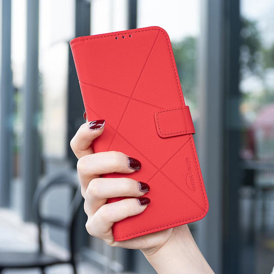 Binfen Color Xiaomi Redmi 15c 5g 4g Geometric Pattern Leather Wallet Red Mobile Phone Case
