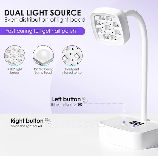 Mini Rechargeable LED Battery Nail Lamp 27W